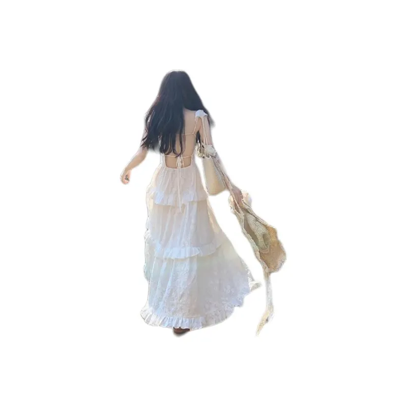 GOSO Slip Dresses Women's 'Camellia White Moonlight' Dress-6