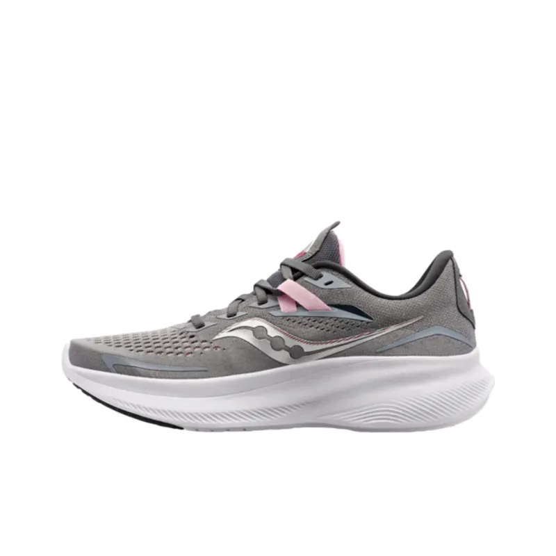 Saucony Ride 15 Anti Slip Wear Resistant Low Top Running Shoes Unisex Gray-1