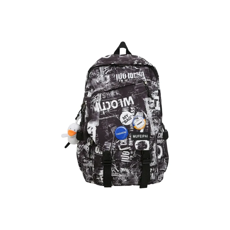 Kaka Tree Nylon Backpack Regular Unisex Gray/Black/White-0
