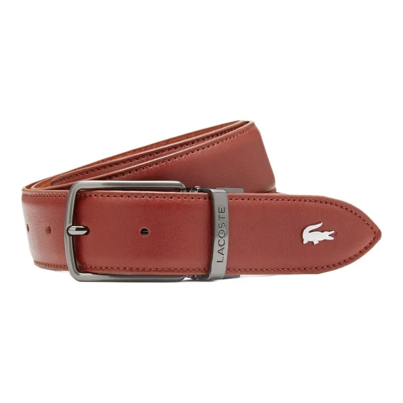 LACOSTE Cow Leather Belts Men's Brown Width 3.5CM-1