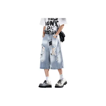 NEAR HERE Denim Shorts Unisex Light Blue ★★★★★