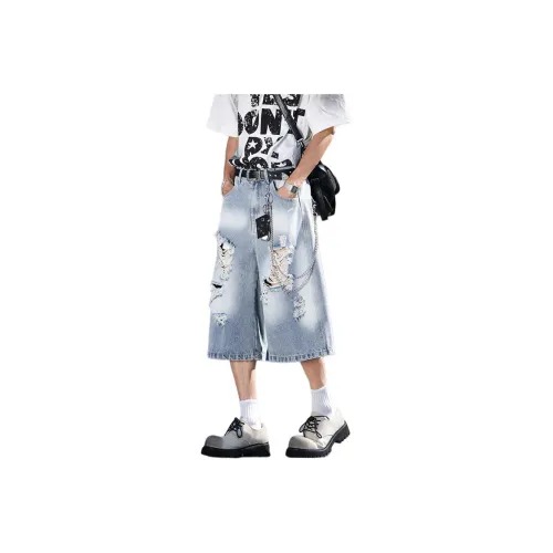 NEAR HERE Denim Shorts Unisex Light Blue ★★★★★