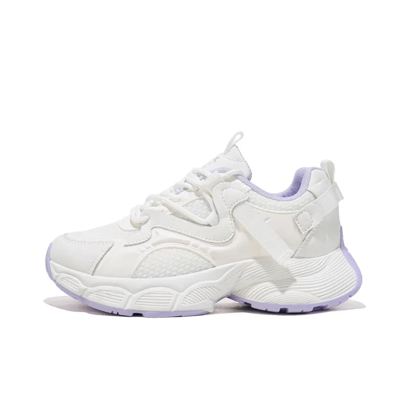 RENBEN Balance Lightweight Height Increasing Low Top Chunky Sneakers Women's White Purple-0
