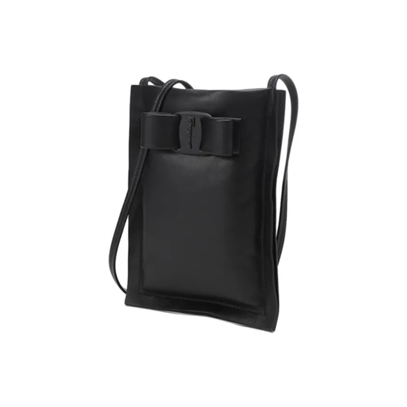 FERRAGAMO Cow Leather Cell Phone Pouch Crossbody Bag Shoulder Bag Women's Black-1