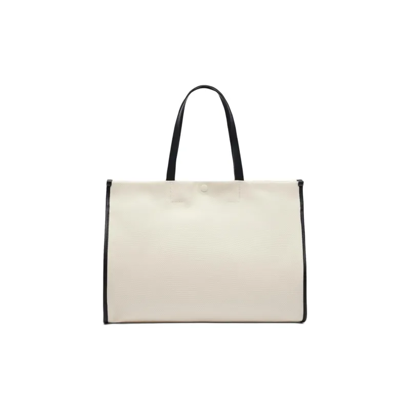 LACOSTE Cotton Canvas Bag, Tote Bag, Shopping Bag, Handbag Unisex Beige-2