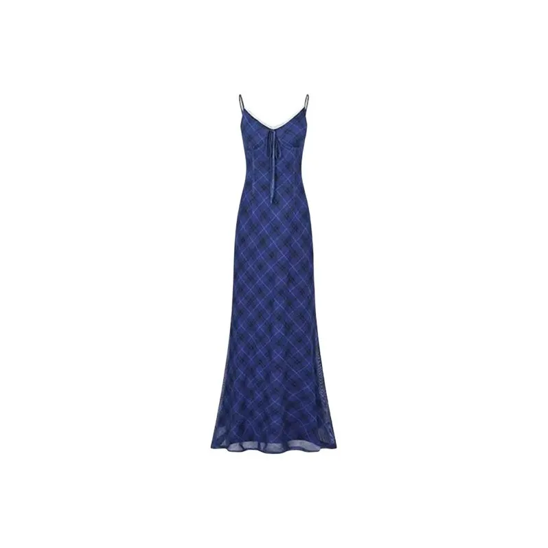 TIBINB Slip Dresses Women's Blue Camisole Dress-0