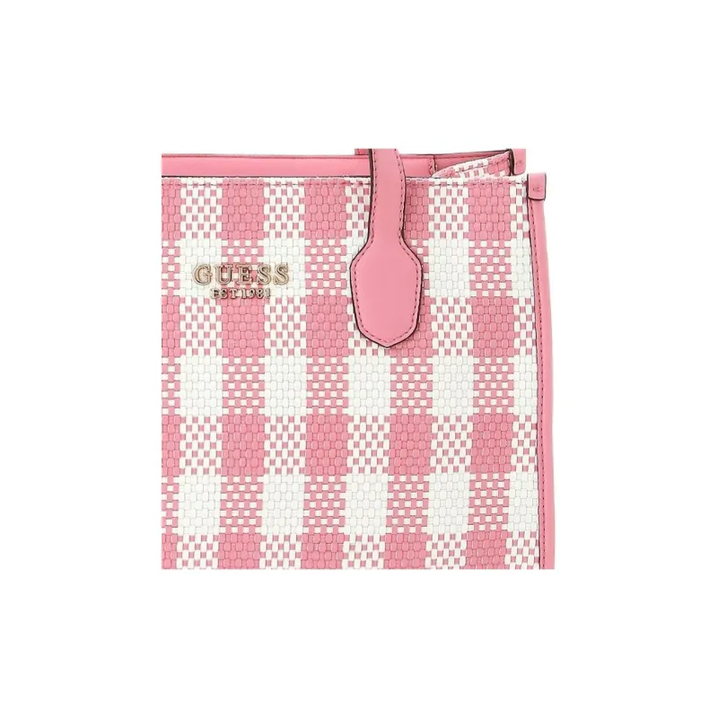 GUESS Polyurethane Tote Bag Shopping Bag Shoulder Bag Crossbody Bag Handbag Women's Pink & White-1