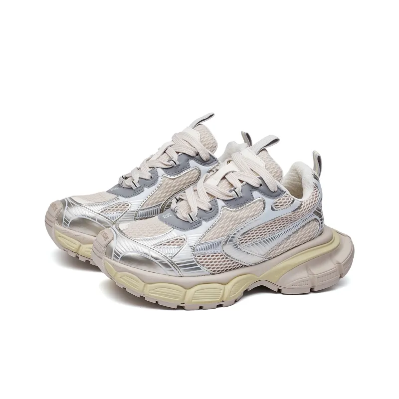 IHBOZ Slip Resistant, Abrasion Resistant, Coverage, And Balance Low Top Chunky Sneakers Women's Champagne-2