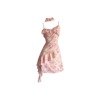 GUOZHEN Slip Dresses Women's Oil Paintings Multicolor