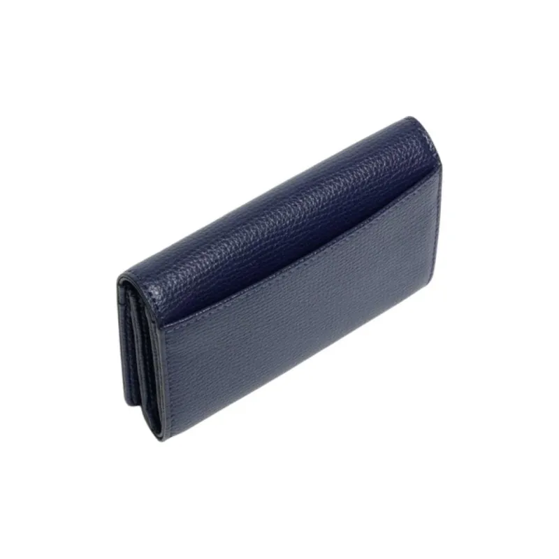LACOSTE Cow Leather Business Card Holder Wallet Unisex Marine Blue-2