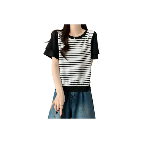 Flowers In Water Ruffle Sleeve T Shirt Women's