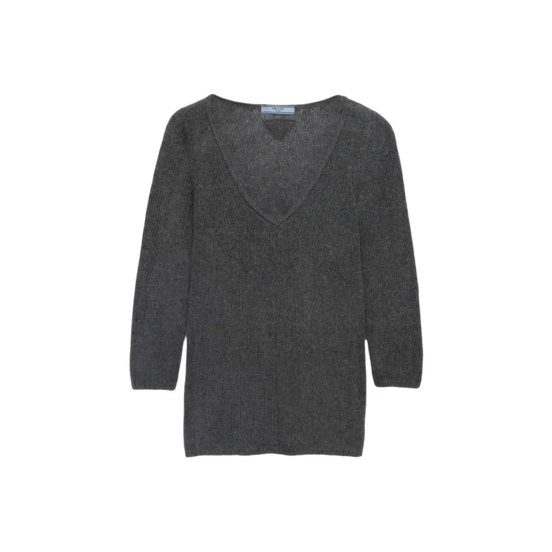PRADA SS25 Cashmere Sweater Women's Gray-0