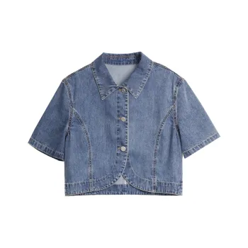 ELLE Cropped Coats Women's Denim Blue