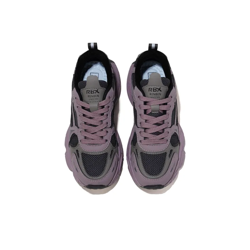 RENBEN Breathable Lightweight Height Increasing Low Top Chunky Sneakers Women's Purple-3
