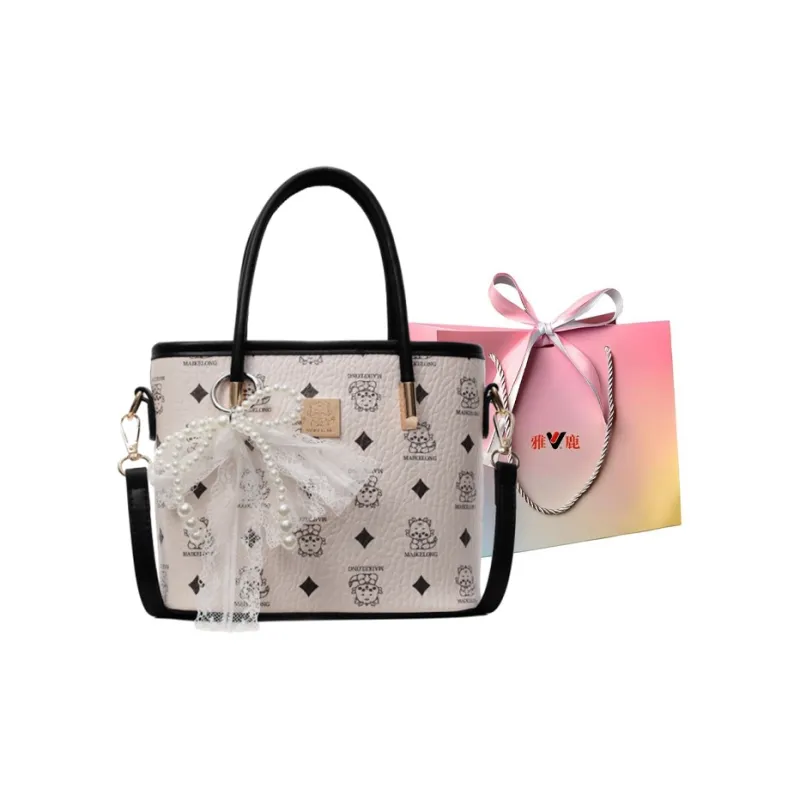Yalu PU Shoulder Bag, Crossbody Bag, Handbag Women's Ecru/Black-7