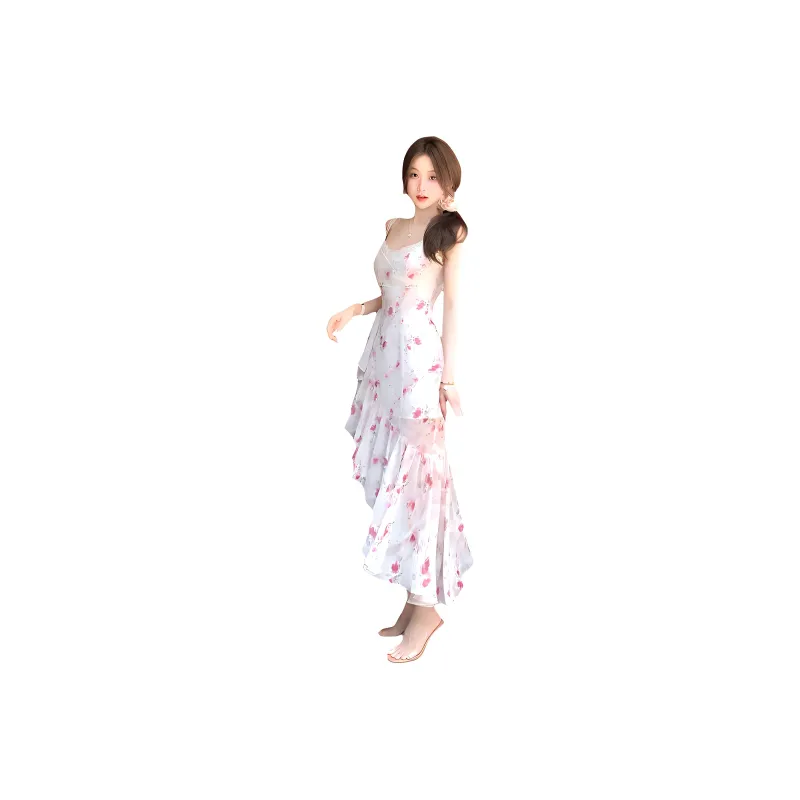 Flowers In Water Slip Dress Women's-0