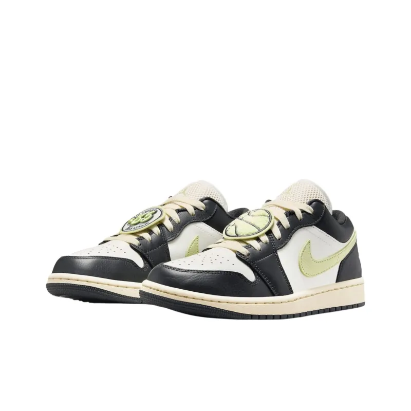 Jordan Air Jordan 1 Anti Slip Wear Resistant Low Top Vintage Basketball Shoes Unisex Black White-2