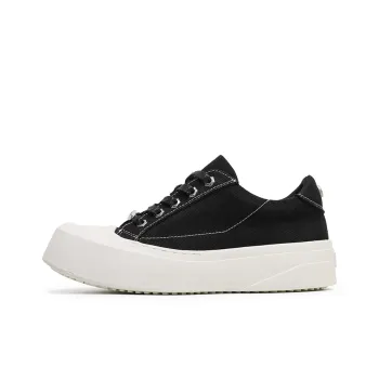 LUOMAIKE Low Top Skateboard Shoes Men's Black Upper White Sole