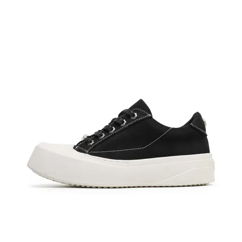 LUOMAIKE Low Top Skateboard Shoes Men's Black Upper White Sole