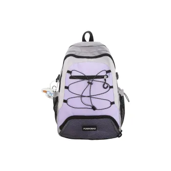 WICKBUEN Nylon Backpack Unisex Gray & Purple/White/Black