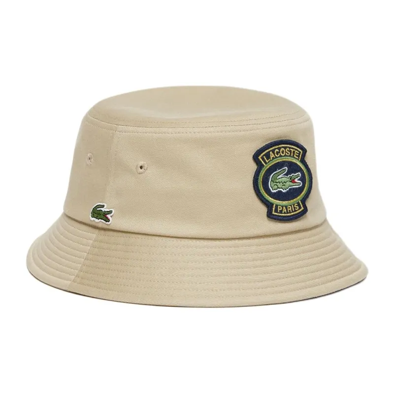 LACOSTE Twill, 100% Cotton Bucket Hats Men's Beige-1