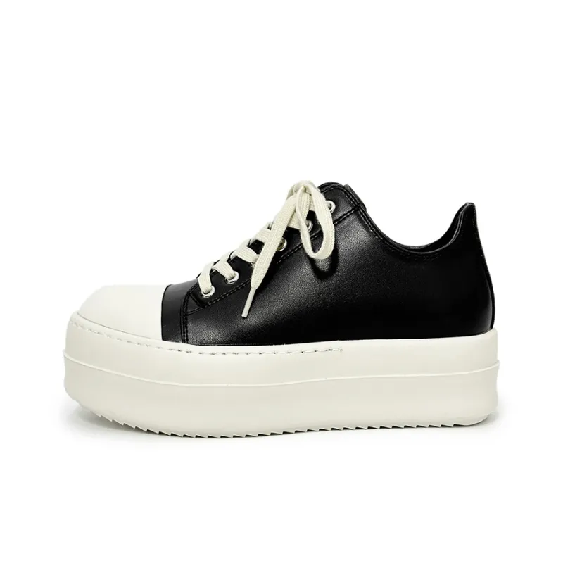 Kuding Skateboard Shoes Unisex Low Top White Black-6