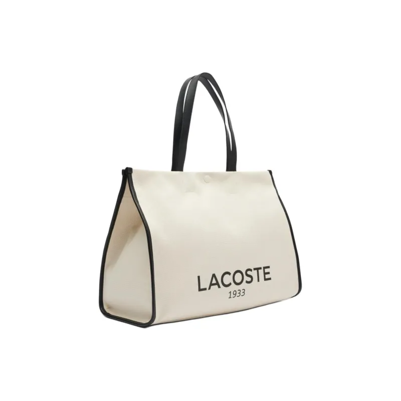 LACOSTE Cotton Canvas Bag, Tote Bag, Shopping Bag, Handbag Unisex Beige-1