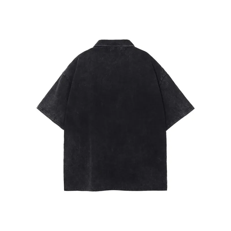 FASTFISH Polo Shirts Unisex Washed Black-1