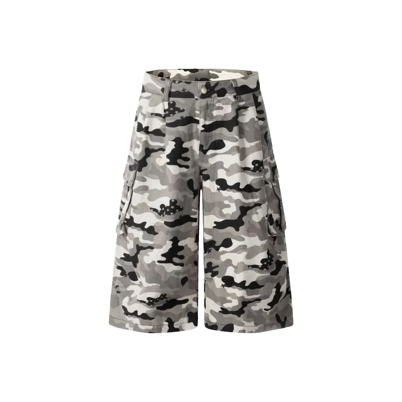 BENGEN Denim Shorts Women's Camouflage-1
