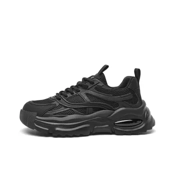 FAIRWHALE Casual Men's Shoes Height Increasing, Breathable, Slip Resistant Low Top Chunky Sneakers Men's Black