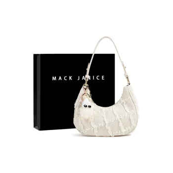 MACKJANICE Synthetic Leather Underarm Shoulder Bag Women's Diamond Pattern White