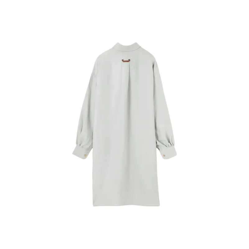 Loro Piana SS25 Long Sleeved Dress Women's Blue Smoke-1