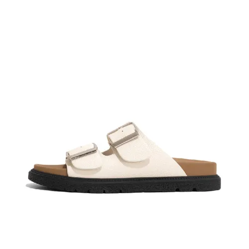 Old Meow Rubber Sole Stitching Leather Patchwork Slip Resistant Quick Dry Slide Slippers Women's