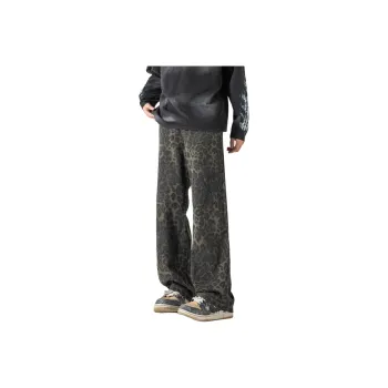 RASHOMONG Jeans Unisex Leopard Print
