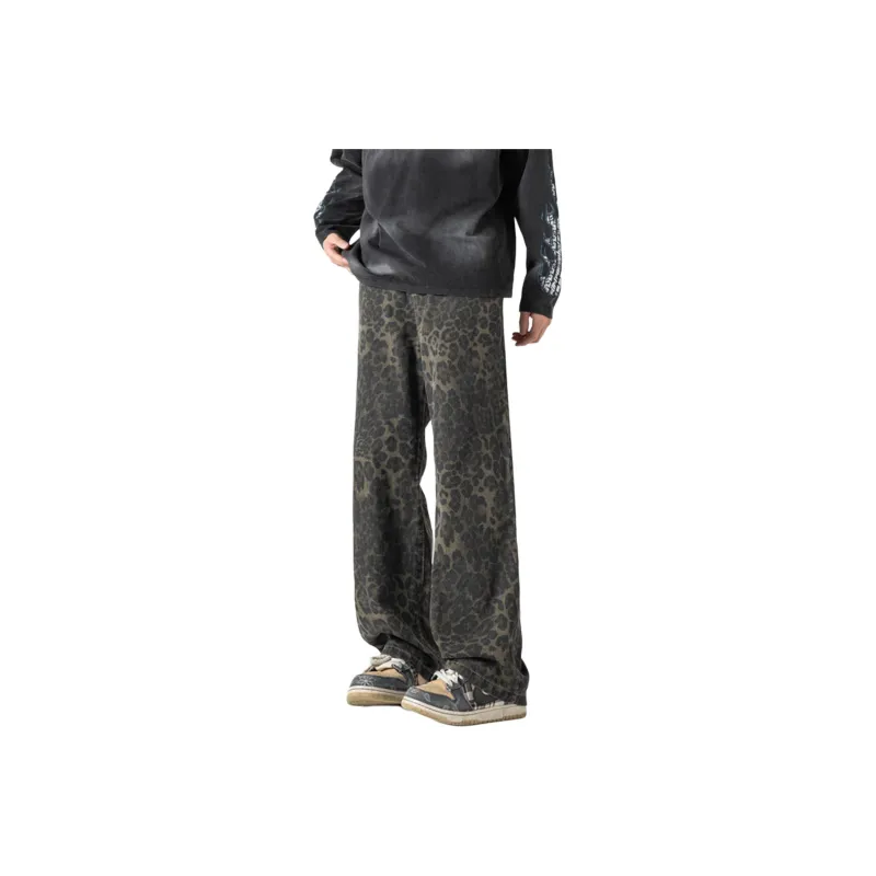RASHOMONG Jeans Unisex Leopard Print-0