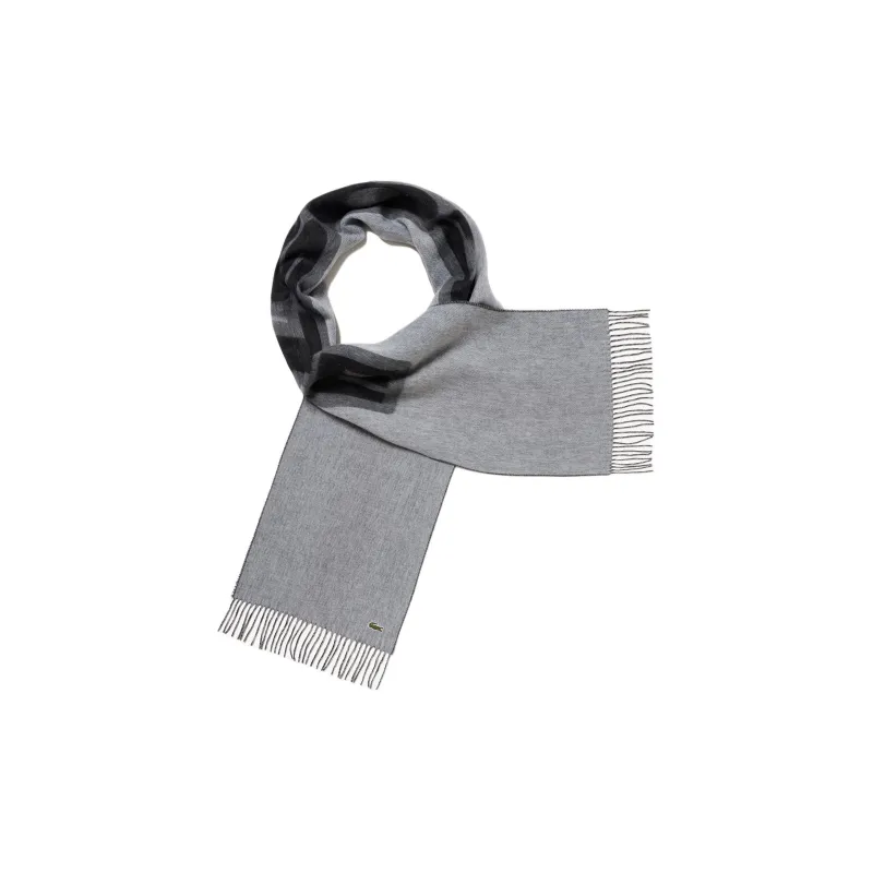 LACOSTE Polyester, Recycled Polyester Knit Scarves Men's Gray-0