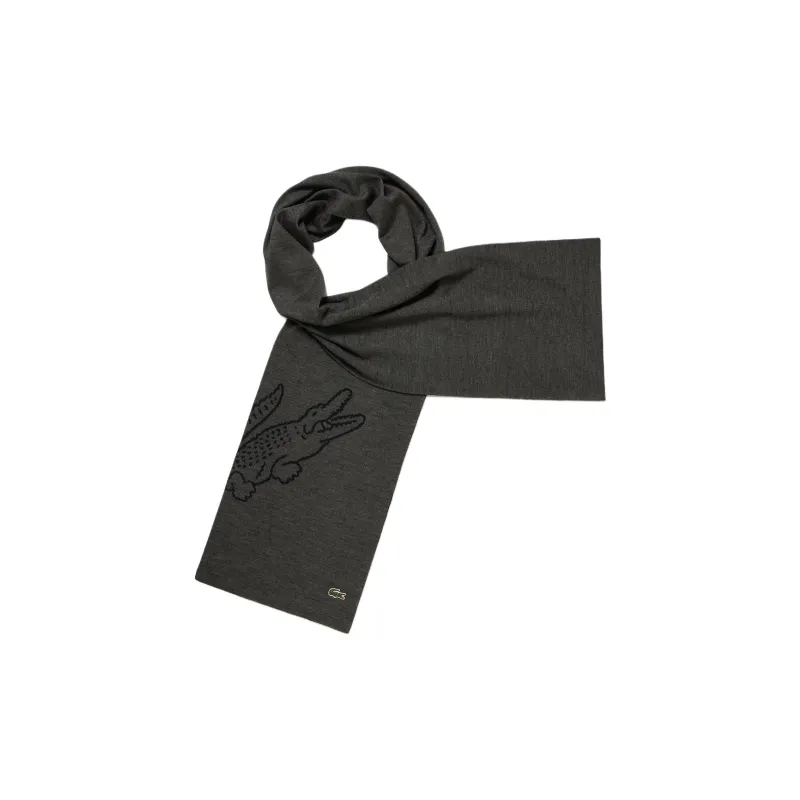 LACOSTE Wool, Acrylic Knit Scarves Men's Dark Gray-1