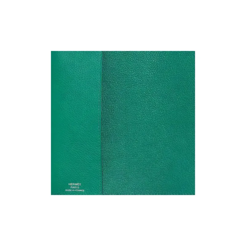HERMES Evercolor Calfskin Card Holders Passport Holders Men's Iridescent Green-4
