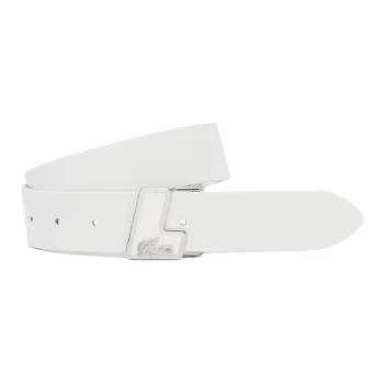 LACOSTE Cow Leather Belts Men's White Width 3.5CM
