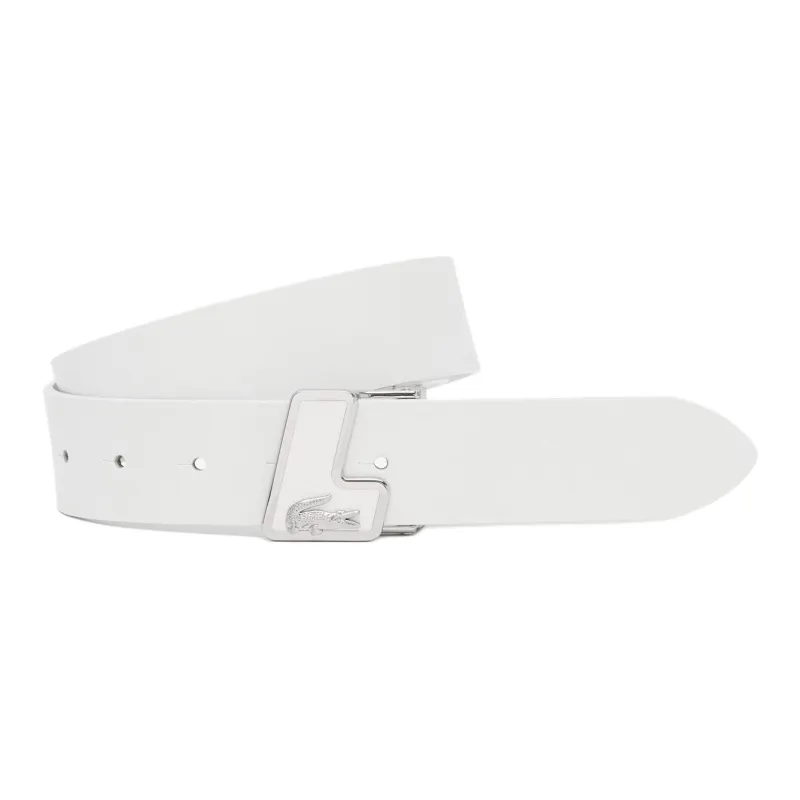 LACOSTE Cow Leather Belts Men's White Width 3.5CM-0