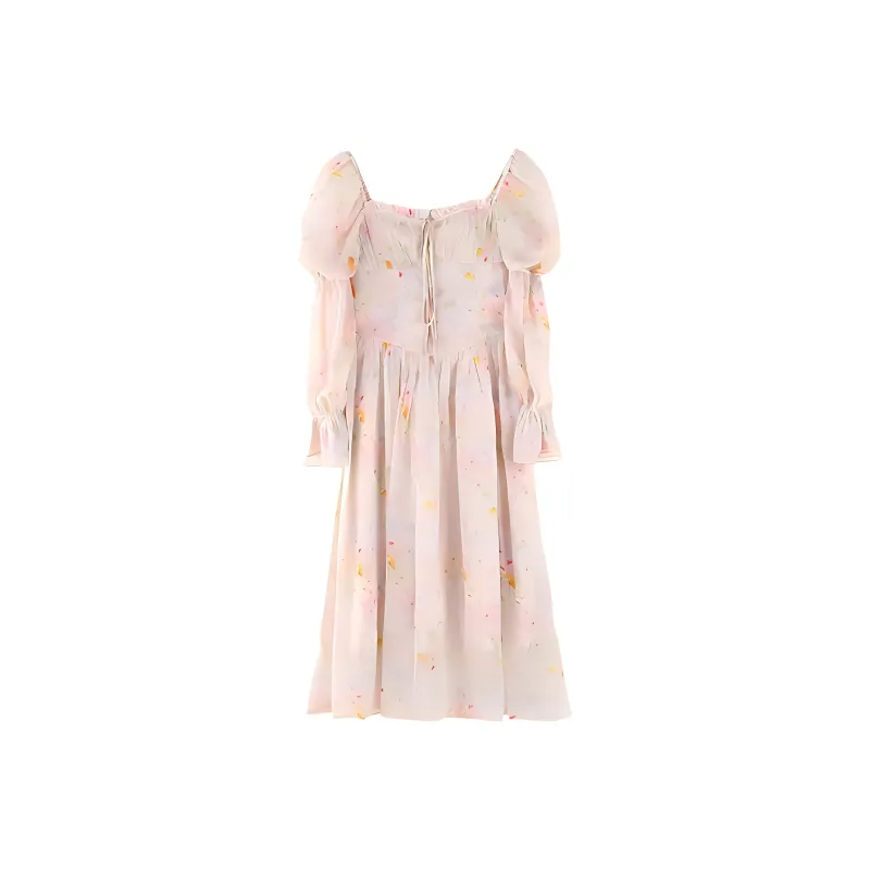 KKX Long Sleeved Dresses Women's Spring Light Peach-0