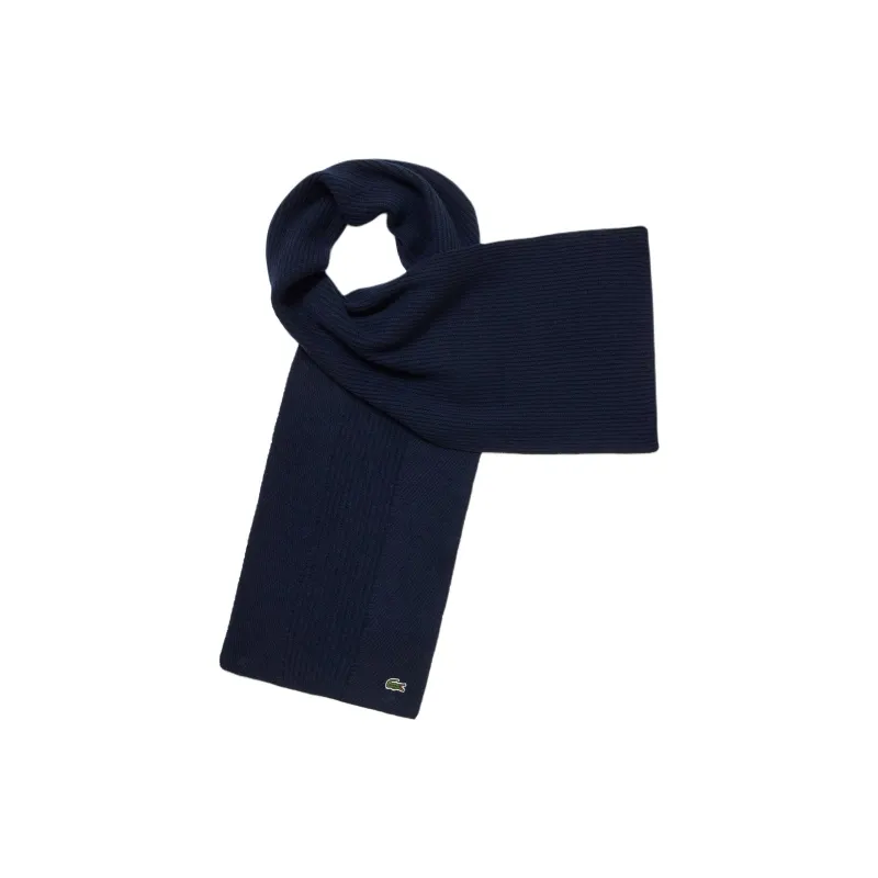 LACOSTE Wool Knit Scarves Women's Marine Blue-1