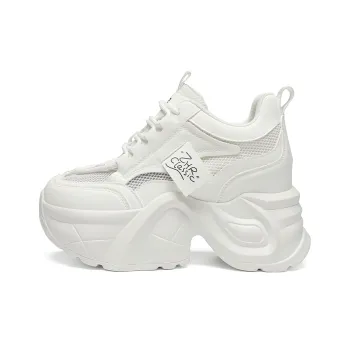 ZHR Sweet Red Bean Cake Cushioning, Wear Resistant Low Top Chunky Sneakers Women's White