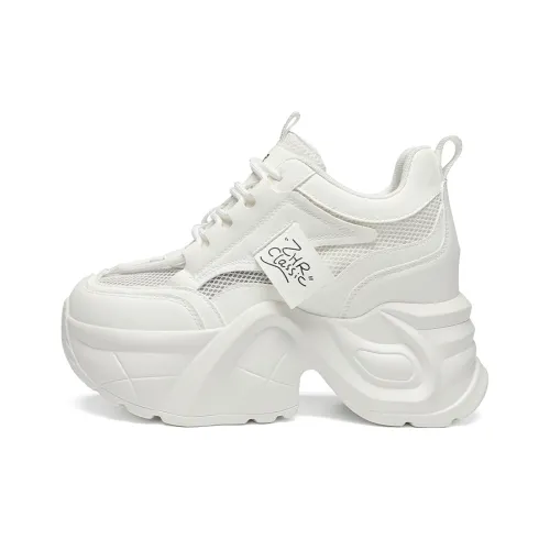 ZHR Sweet Red Bean Cake Cushioning, Wear Resistant Low Top Chunky Sneakers Women's White