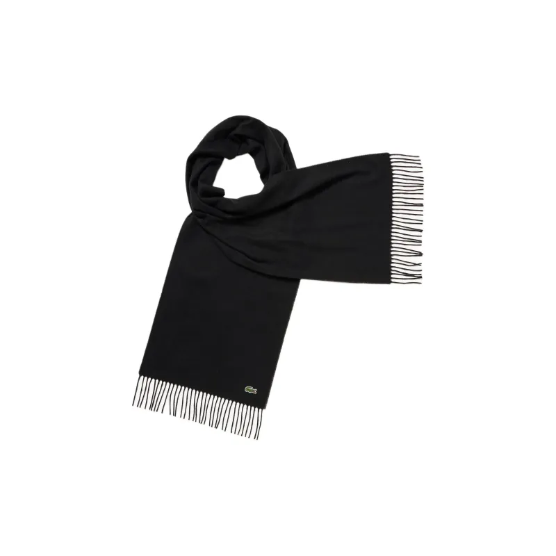 LACOSTE Polyester, Recycled Polyester Knit Scarves Men's Black-1
