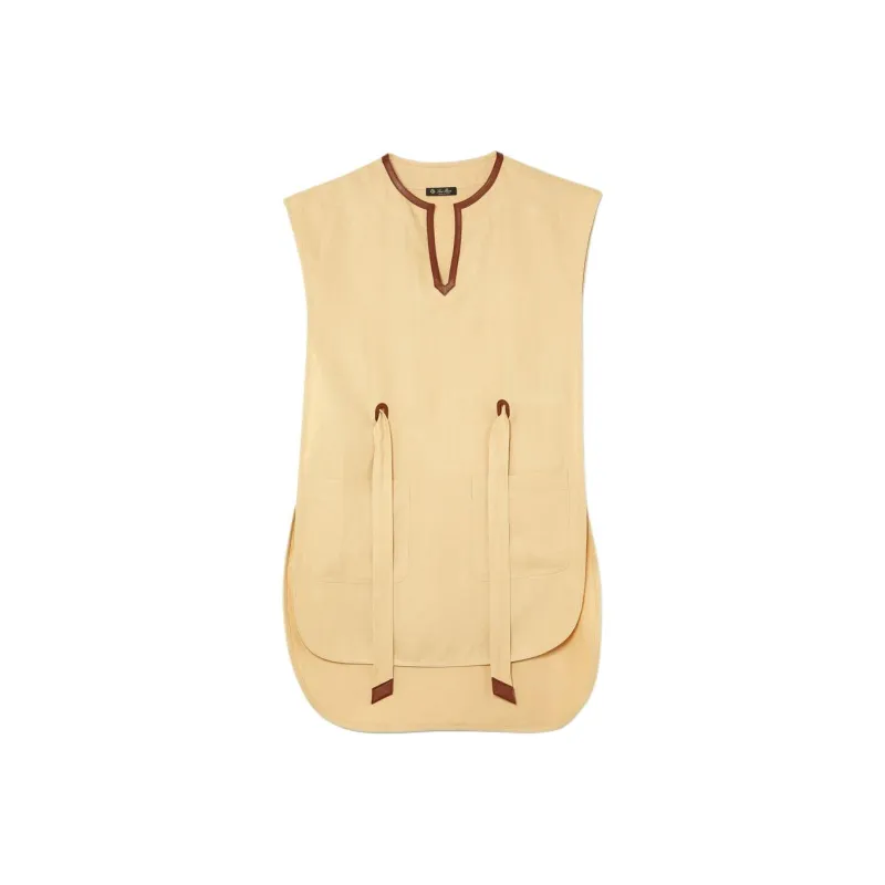 Loro Piana SS25 Sleeveless Dress Women's Golden Sand Beach-0