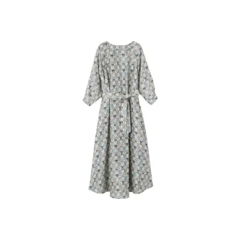 Loro Piana SS25 Long Sleeved Dress Women's Deep Lagoon Water