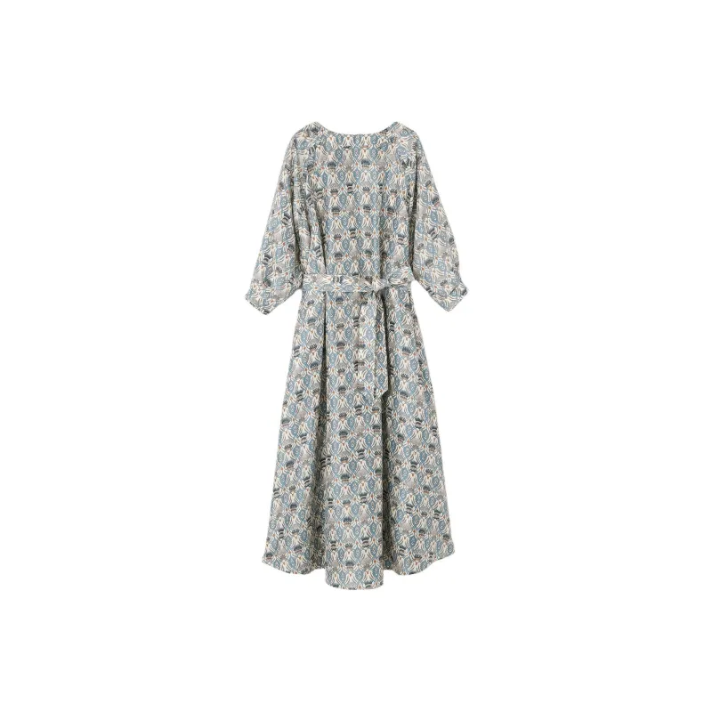 Loro Piana SS25 Long Sleeved Dress Women's Deep Lagoon Water-0