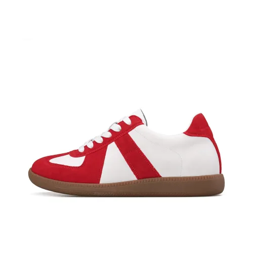 Mengsai Cushioning, Wear Resistant Low Top Skateboard Shoes Unisex White Red