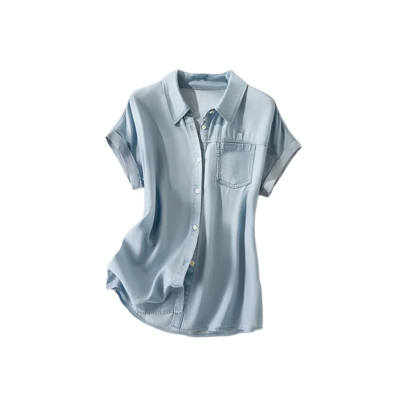 LUYOUYE Shirts Women's Light Blue-0